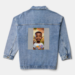 Ultra-Realistic Baby Jamie Foxx Cartoon with Big E Denim Jacket