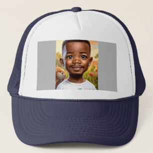 Ultra-Realistic Baby Jamie Foxx Cartoon with Big E Trucker Hat