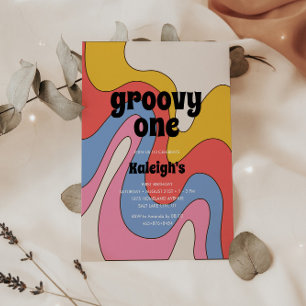 Ultra-Retro Groovy One 70's Style Birthday Invitation
