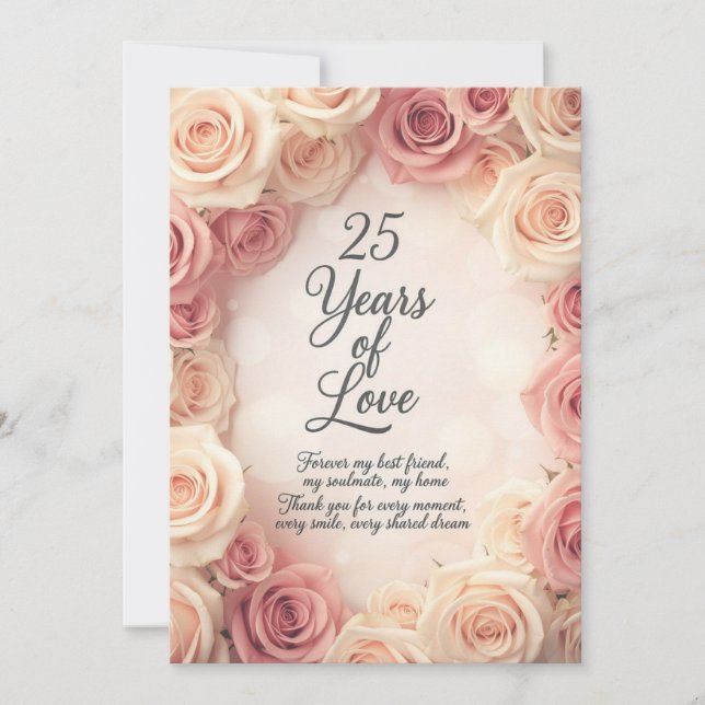 Ultra Romantic 25th Wedding Anniversary Card – Pur (Front)