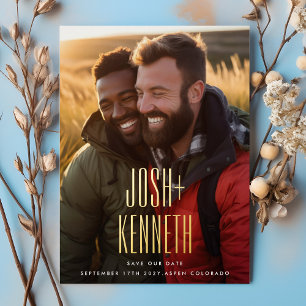 ULTRA SIMPLE MODERN NAMES GOLD PHOTO SAVE OUR DATE