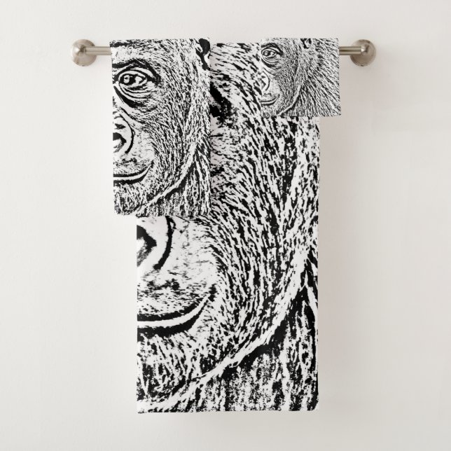 ultra sketch gorilla bath towel set (Insitu)