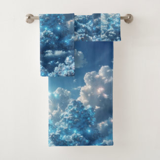ultra Sky Blue Clouds Bathroom Towel