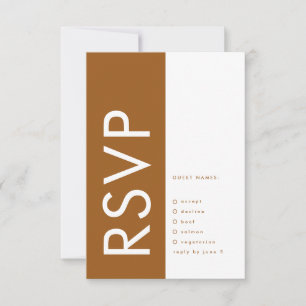 Ultra Terracotta Bold Big Monogram Bronze Wedding RSVP Card