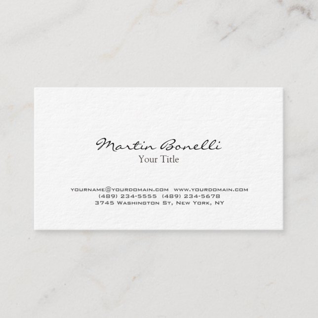 Ultra-Thick Black & White Trendy Business Card (Front)