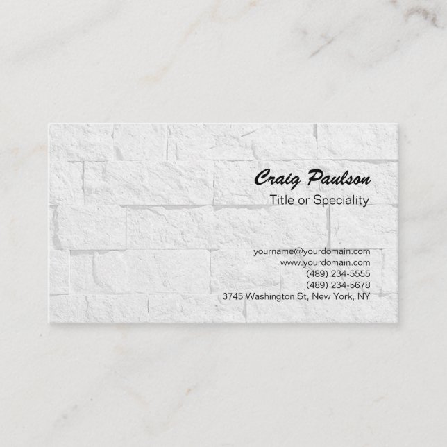 Ultra Thick Brush Script Wall Brick Business Card (Front)