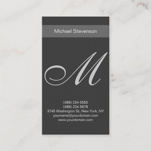 Ultra-Thick Premium Paper Monogram Business Card (Front)