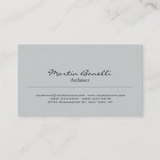 Ultra-Thick Stylish Grey Architect Business Card (Front)