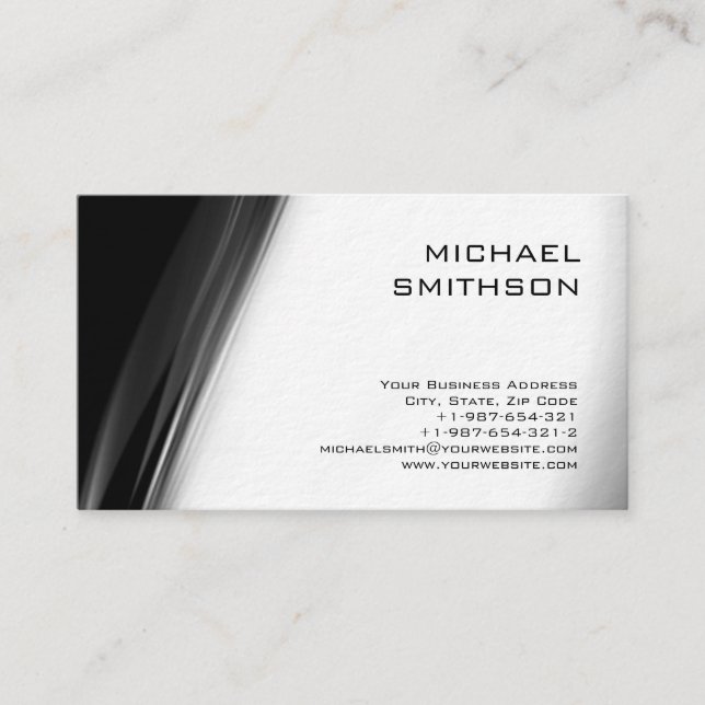 Ultra-Thick Trendy Black White Grey Business Card (Front)