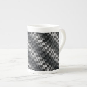 Ultra Thin Black & White Gradation Lines Bone China Mug