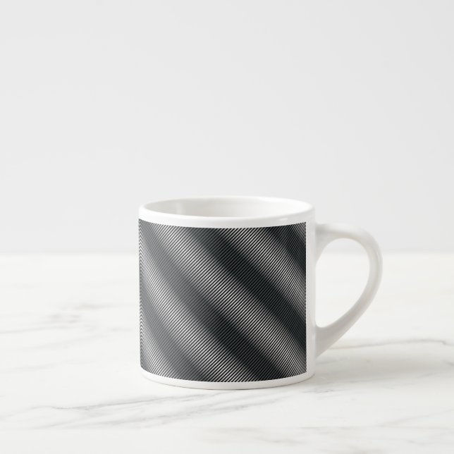 Ultra Thin Black & White Gradation Lines Espresso Cup (Right)