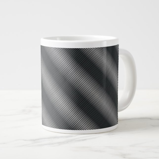Ultra Thin Black & White Gradation Lines Large Coffee Mug (Front Right)