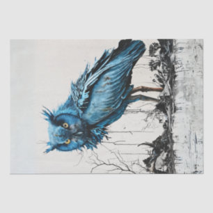 Ultra Vibrant Guardian Blue Owl Chaotic Decoupage Tissue Paper