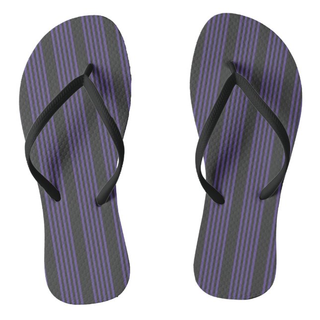 Ultra violet and charcoal five stripe pattern flip flops (Footbed)