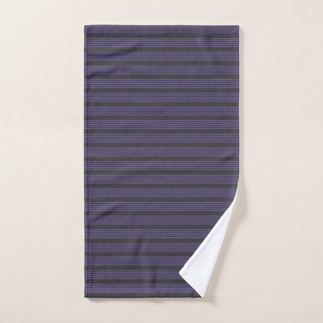 Ultra violet and charcoal five stripe pattern hand towel (Hand Towel)