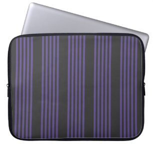 Ultra violet and charcoal five stripe pattern laptop sleeve