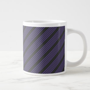 Ultra violet and charcoal five stripe pattern large coffee mug