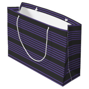 Ultra violet and charcoal five stripe pattern large gift bag