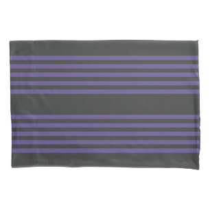Ultra violet and charcoal five stripe pattern pillowcase