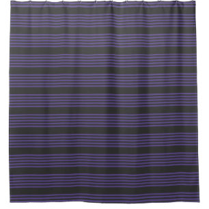 Ultra violet and charcoal five stripe pattern shower curtain