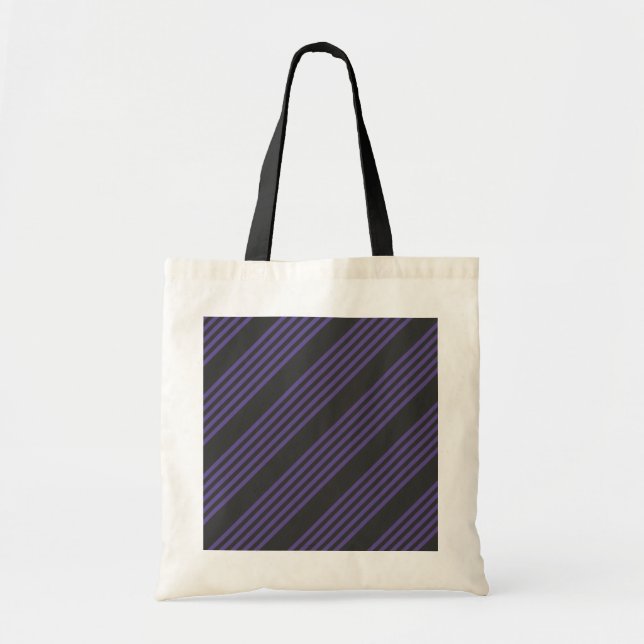 Ultra violet and charcoal five stripe pattern tote bag (Front)