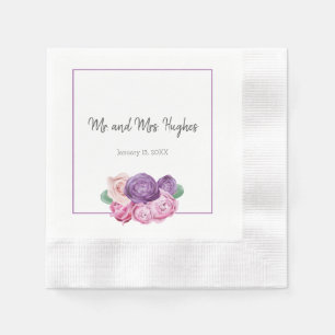 Ultra violet and pink Roses wedding Napkin