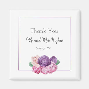 Ultra violet and pink Roses wedding thank you Magnet