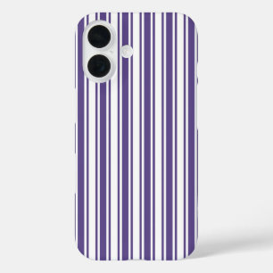Ultra violet and white candy stripes iPhone 16 case