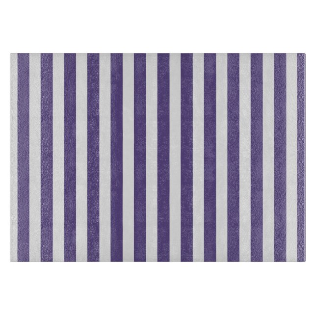 Ultra violet and white candy stripes cutting board (Front)
