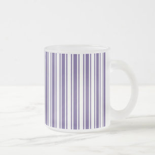 Ultra violet and white candy stripes frosted glass coffee mug