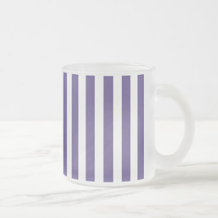 Ultra violet and white candy stripes frosted glass coffee mug