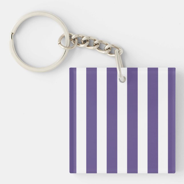 Ultra violet and white candy stripes key ring (Front)