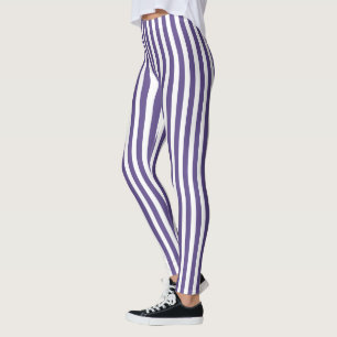 Ultra violet and white candy stripes leggings