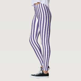 Ultra violet and white candy stripes leggings