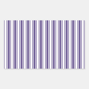 Ultra violet and white candy stripes rectangular sticker