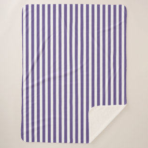 Ultra violet and white candy stripes sherpa blanket