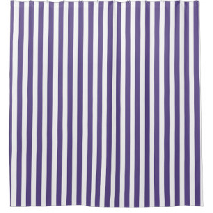 Ultra violet and white candy stripes shower curtain