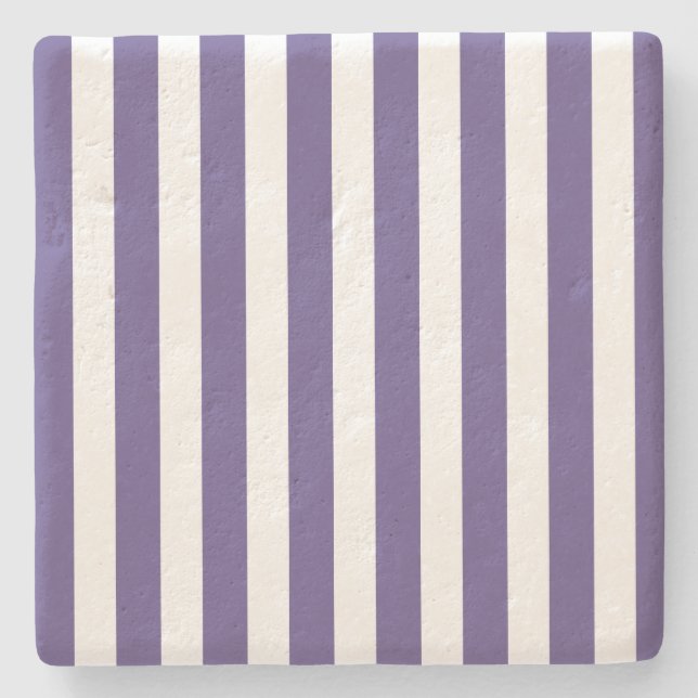 Ultra violet and white candy stripes stone coaster (Front)
