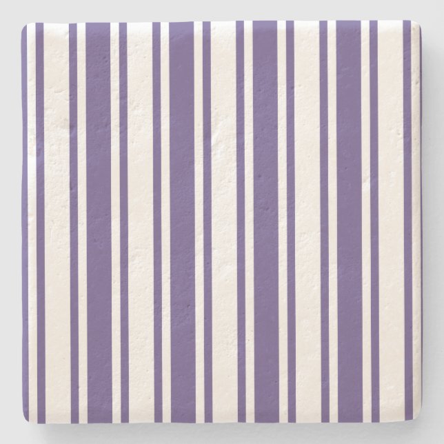 Ultra violet and white candy stripes stone coaster (Front)
