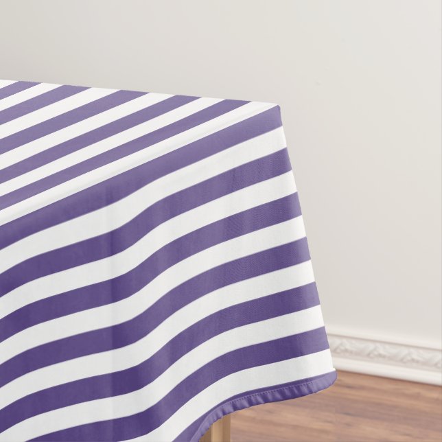 Ultra violet and white candy stripes tablecloth (In Situ)
