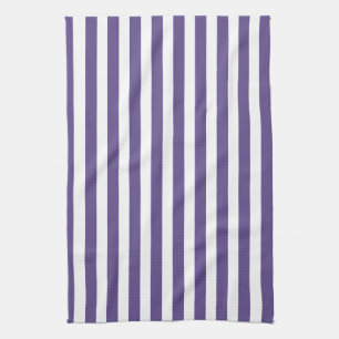 Ultra violet and white candy stripes tea towel
