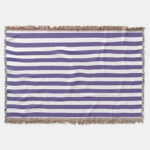 Ultra violet and white candy stripes throw blanket