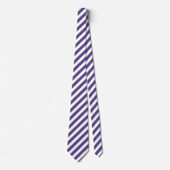 Ultra violet and white candy stripes tie (Front)