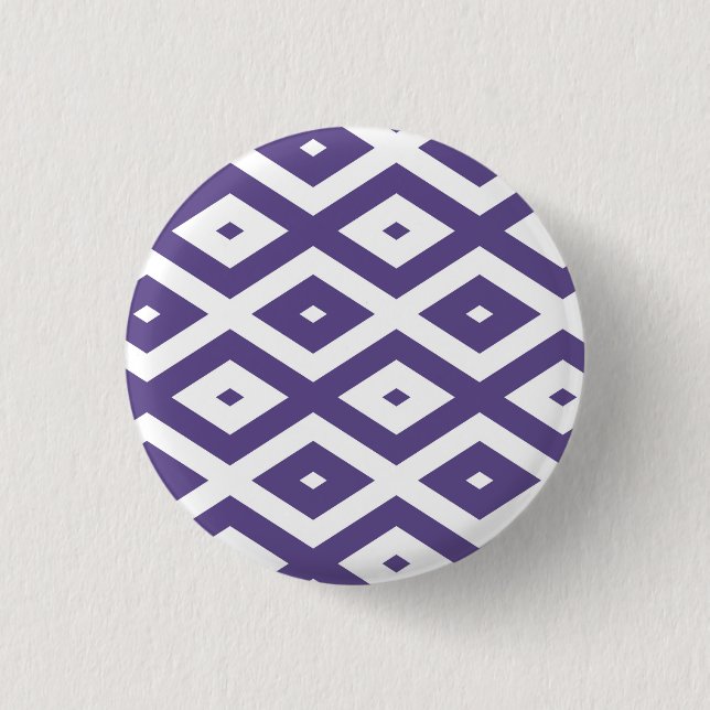 Ultra violet and white diamond pattern 3 cm round badge (Front)
