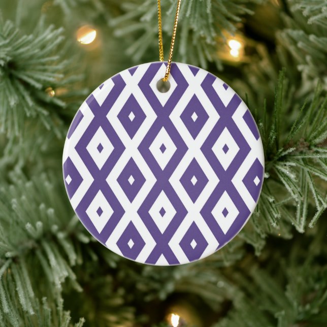 Ultra violet and white diamond pattern ceramic tree decoration (Tree)