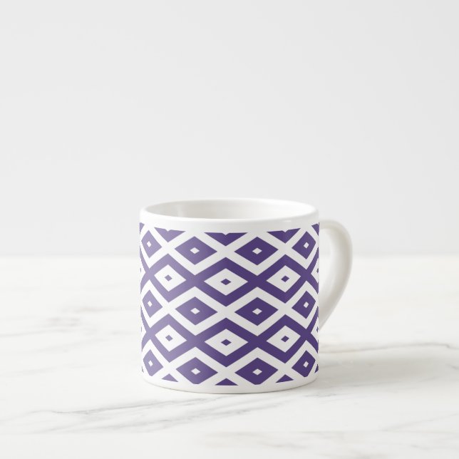 Ultra violet and white diamond pattern espresso cup (Front Right)