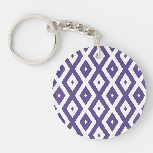 Ultra violet and white diamond pattern key ring (Front)