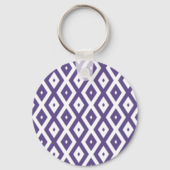 Ultra violet and white diamond pattern key ring (Front)