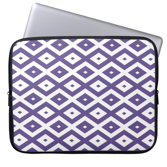 Ultra violet and white diamond pattern laptop sleeve (Front)