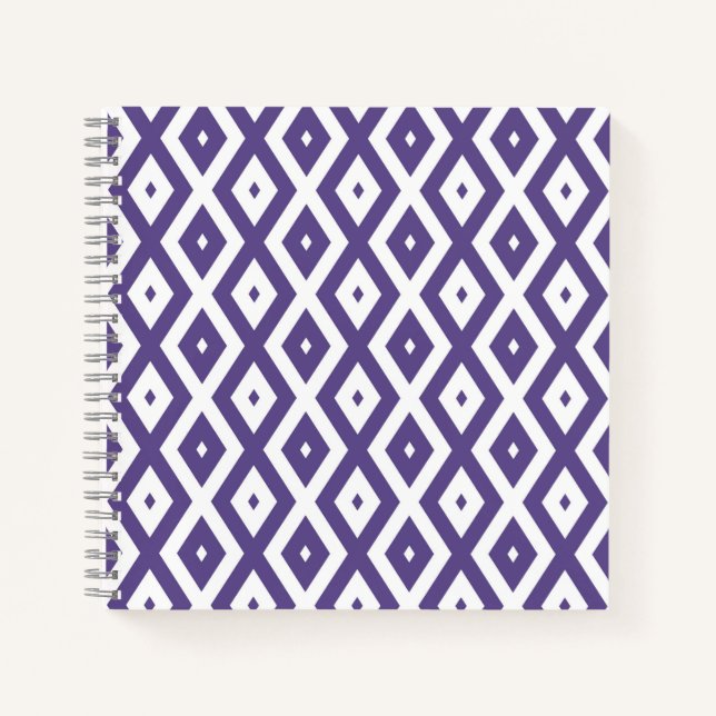 Ultra violet and white diamond pattern notebook (Front)